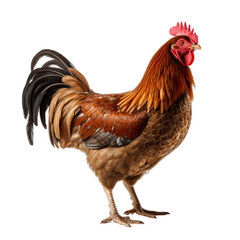Chicken in Standing Pose Isolated on Transparent or White Background, PNG