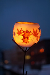Lighting or candles in Otaru Snow Light Path Festival in Hokkaido Japan. Traditional candle or lamp...