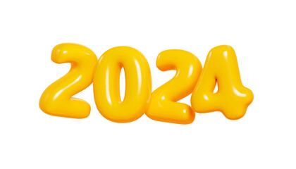2024 inflatable balloon text 3d render illustration.