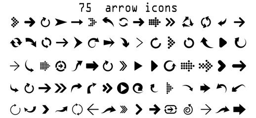 black arrow icons. flat design.