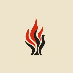 Illustration resembling hand on fire, modern & minimalistic icon or logo graphic resource