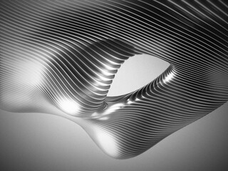 Black And White Abstract Background Liquid Metal Strip Shapes