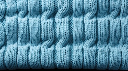 Knitted wool blue background. Handmade fabric texture. Generative AI