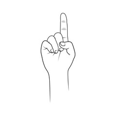 Hand Showing Index Finger. Pointing Up Direction. Symbol of Tauheed. Editable Stroke. Adjustable Stroke Width.