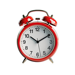 Red Alarm Clock Showing a Time Isolated on Transparent or White Background, PNG