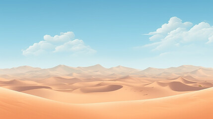 Fototapeta na wymiar A dry desert surrounded by sand dunes with a clear sky.