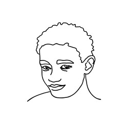  line drawing boy face. male linear portrait. Outline kid avatar