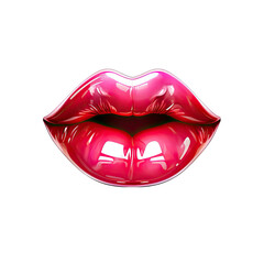Glossy Beautiful Woman Lips Isolated on Transparent or White Background, PNG