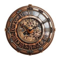 Fototapeta na wymiar Old Clock with Roman Numerals Isolated on Transparent or White Background, PNG
