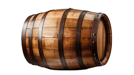Wine Barrel on its Side Isolated on Transparent or White Background, PNG