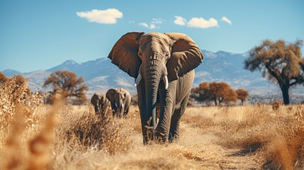 A Photo Displaying A Herd Of Elephants  , Background For Banner, HD
