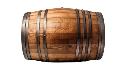 Wine Barrel on its Side Isolated on Transparent or White Background, PNG