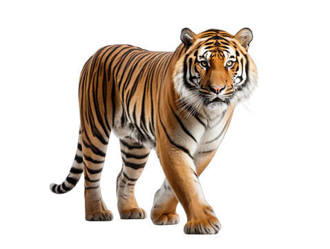 Walking Tiger Isolated on Transparent or White Background, PNG