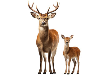 Antlered deer and fawn