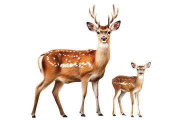 Antlered deer and fawn