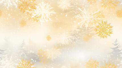 Fototapeta na wymiar Seamless white and golden snowflake pattern
