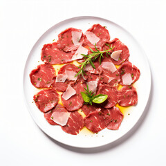 Top view of French food Beef Carpaccio