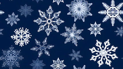 Naklejka na ściany i meble Seamless pattern of intricate snowflakes