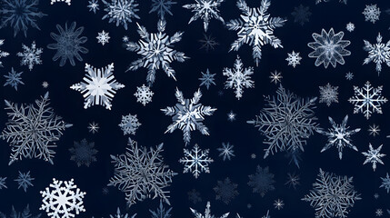 Naklejka na ściany i meble Seamless pattern of intricate snowflakes