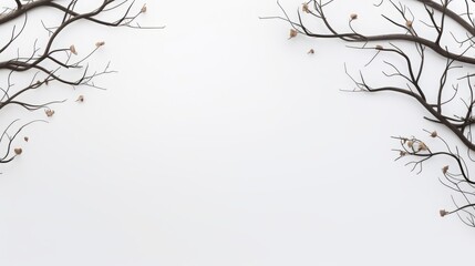 dry branches on a white background with space for text.