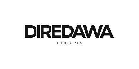 Diredawa in the Ethiopia emblem. The design features a geometric style, vector illustration with bold typography in a modern font. The graphic slogan lettering.