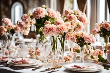 Obraz na płótnie Canvas table set for a wedding reception