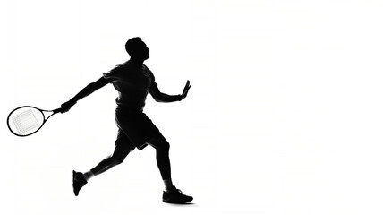 Fototapeta na wymiar Silhouette of an athlete male tennis player at a match sport tournament event competition, exemplifying athleticism and competitive spirit, computer Generative AI stock illustration image