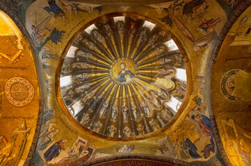 Fototapeta na wymiar Mosaic of Christ Pantocrator, Church of the Holy Saviour in Chora or Kariye Camii, Istanbul, Turkey