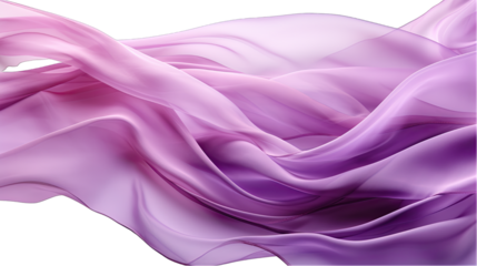 Purple Silk Fabric Dancing in the Air Isolated on Transparent or White Background, PNG
