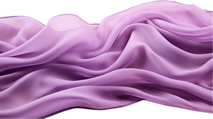 Purple Silk Fabric Dancing in the Air Isolated on Transparent or White Background, PNG