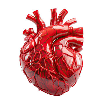 Anatomic Human Heart Isolated on Transparent or White Background, PNG