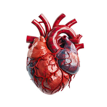 Anatomic Human Heart Isolated on Transparent or White Background, PNG