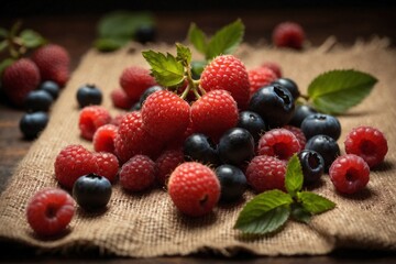 Forest berries raspberry and blueberry