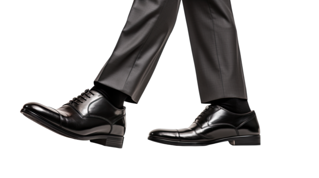 Businessman's Feet Walking Isolated on Transparent or White Background, PNG