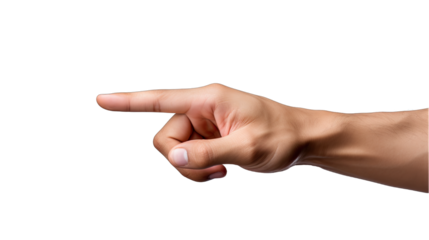 Hand Pointing a Finger Isolated on Transparent or White Background, PNG