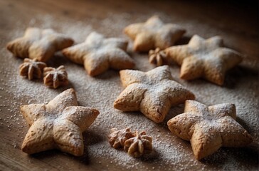 Fototapeta na wymiar Christmas Festive Star-shaped Oat Cookies