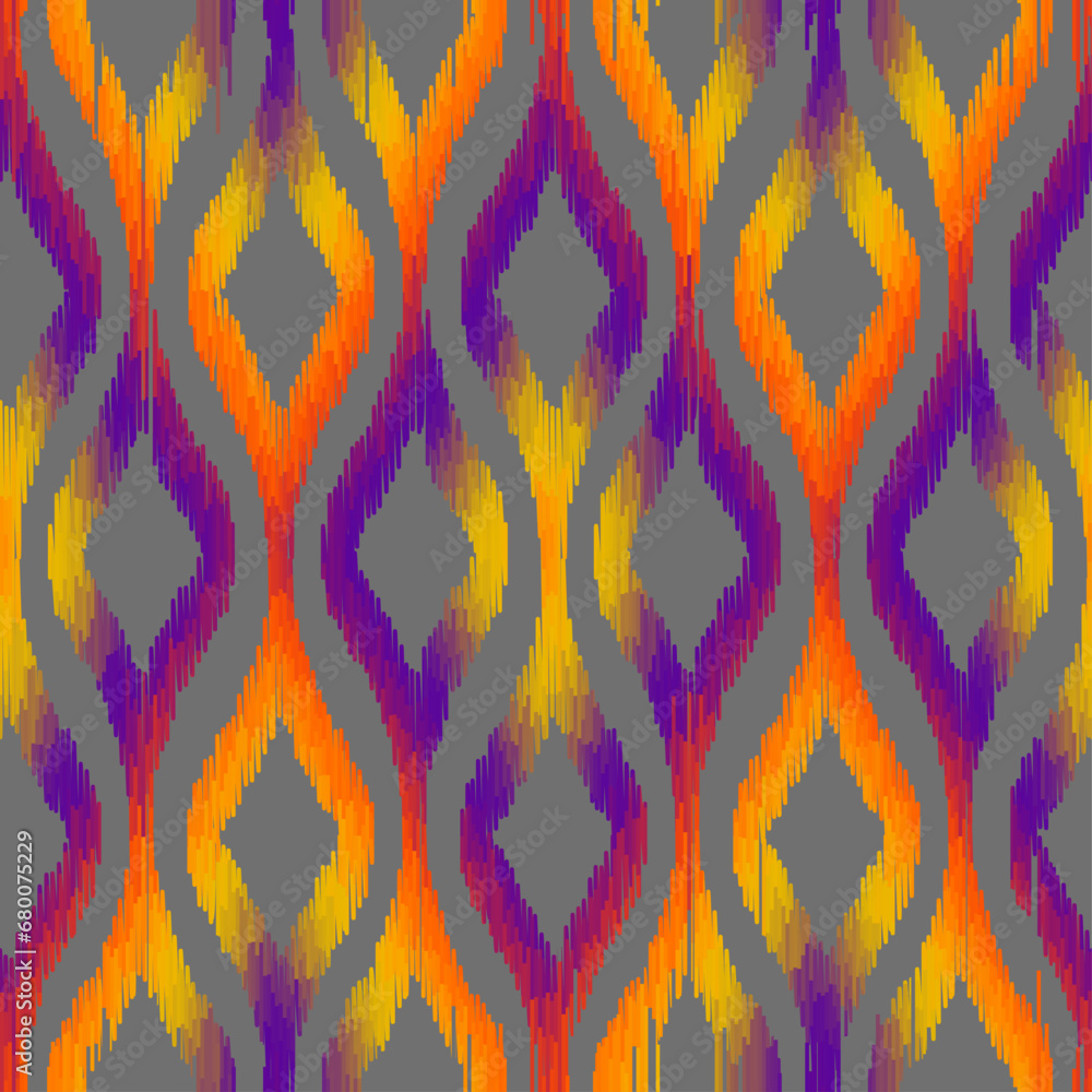 Poster Seamless striped pattern in Aztec style. Folk embroidery.. Aztec ikat style. Seamless vector image. Thin lines