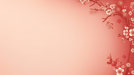 Background with copy space with chinese new year theme with red colors and flowers - obrazy, fototapety, plakaty