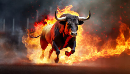 Bullish Blaze: The Market on Fire in Business Concept