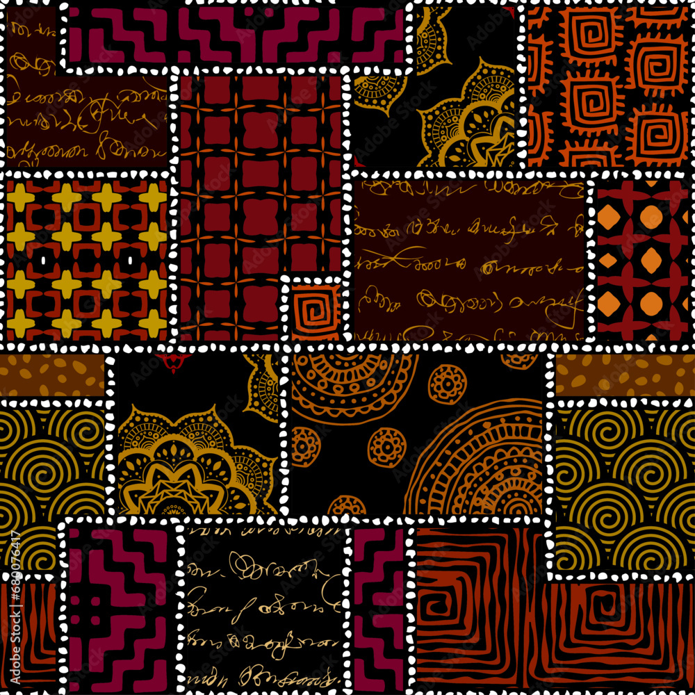 Poster grunge geometric vector seamless pattern made in ethnic style. african traditional design. creative 