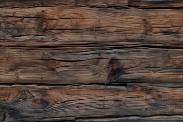 The surface texture of old wood is dark brown, natural grunge style. AI generated.