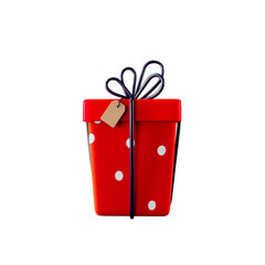 Christmas 3d style Product podium scene red gift box with  bow.3d illustration.	