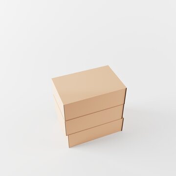 Realistic package Cardboard Sliding open Box on white background. For small items, matches, and other things. 3d illustration.	