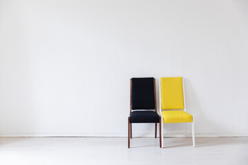 yellow black chair on white background interior in a bright room