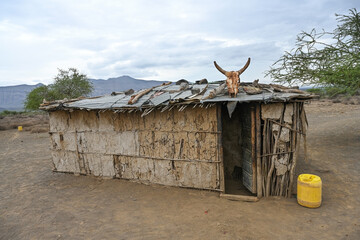 Typical Maasai tribe clay house. Kenya, Africa