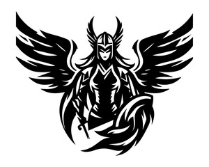 	angel, armor, athens, britannia, cartoon, esport, female, gamer, girl, gladiator, hero, kingdom, knight, logo, medieval, myth, mythology, power, ragnarok, shield, simple, slave, sparta, sword, valkyr