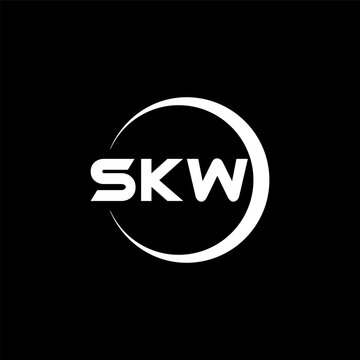 SKW letter logo design with black background in illustrator, cube logo, vector logo, modern alphabet font overlap style. calligraphy designs for logo, Poster, Invitation, etc.