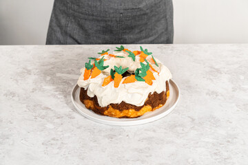 Carrot bundt cake with cream cheese frosting