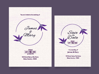 Wedding Invitation Card Templates Layout with Event Details for Ready To Print.
