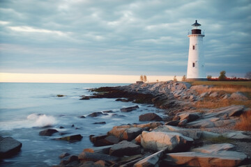 Five mile point New Haven Lighthouse - obrazy, fototapety, plakaty